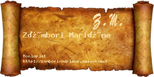 Zámbori Marléne névjegykártya